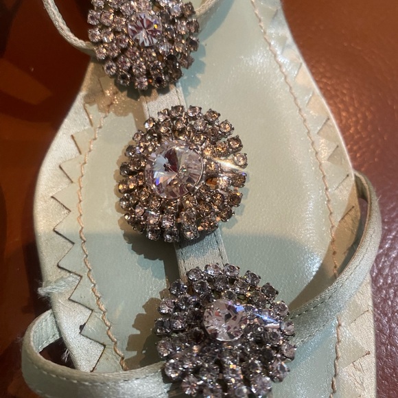 Manolo Blahnik Light Green Crystal Heels - Picture 5 of 11